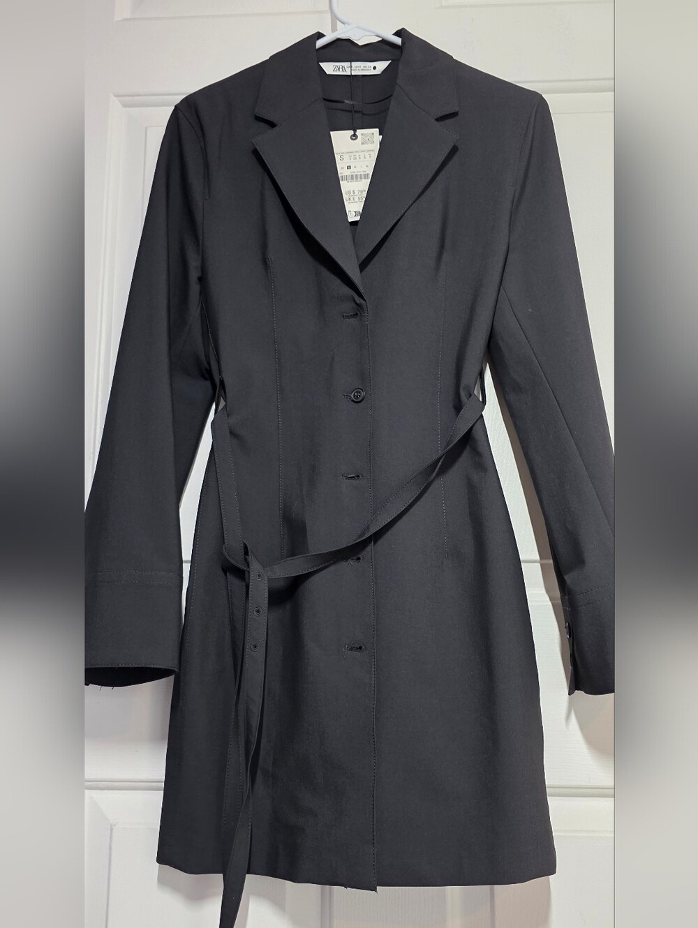 Zara BELTED SHIRT DRESS BLAZER BLACK DRESS ZW COLLECTION - Picture 7 of 9